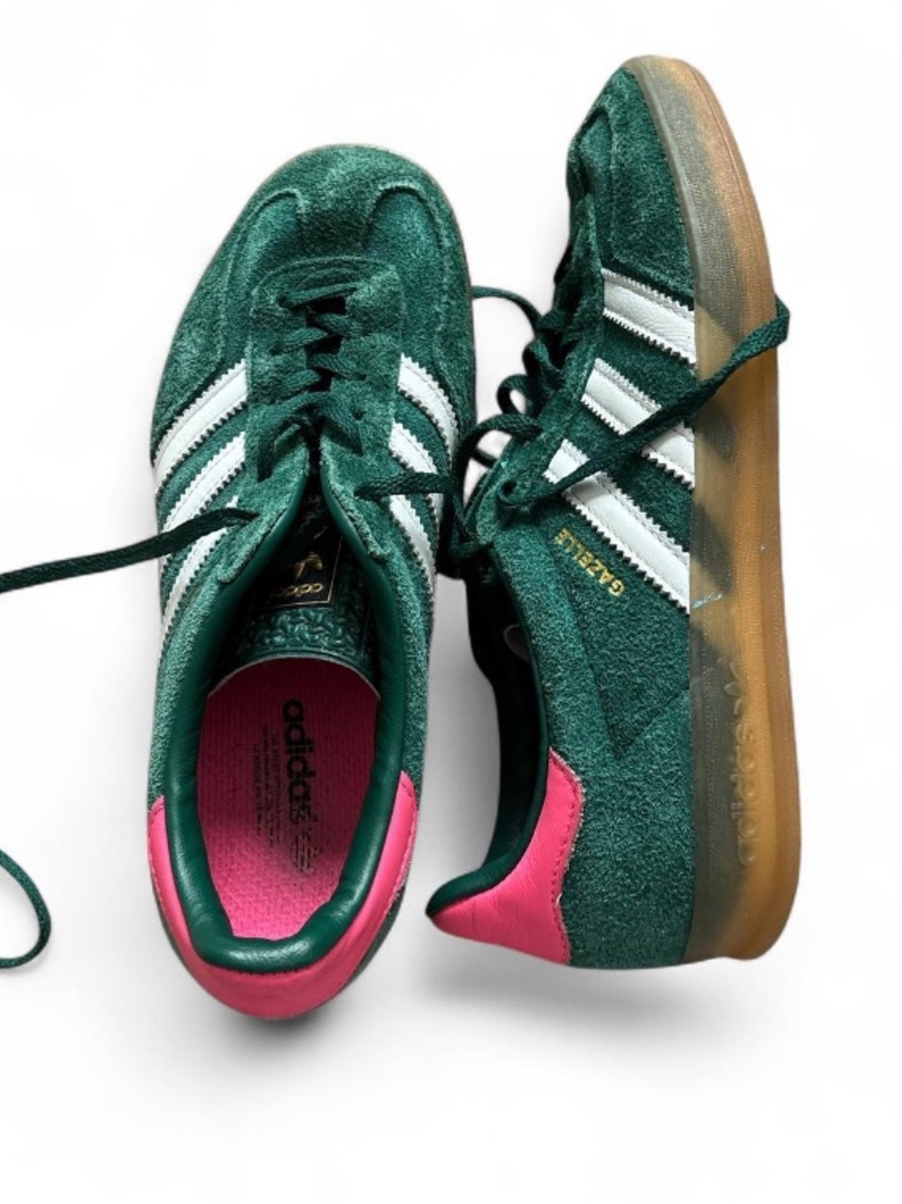 adidas Green Suede Sneakers with Pink Heel